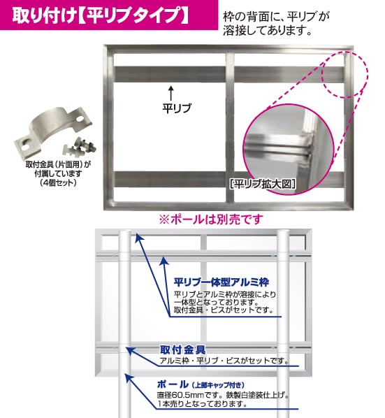アルミ製平看板 取り付け穴 平リブ タイプの制作 ご注文 サインハウス 不動産の看板 のぼり 垂れ幕ならサインハウス
